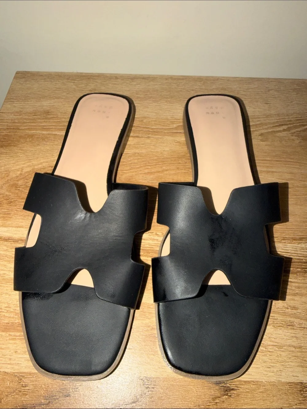 a new day Black Slide Sandals with Cutout Strap